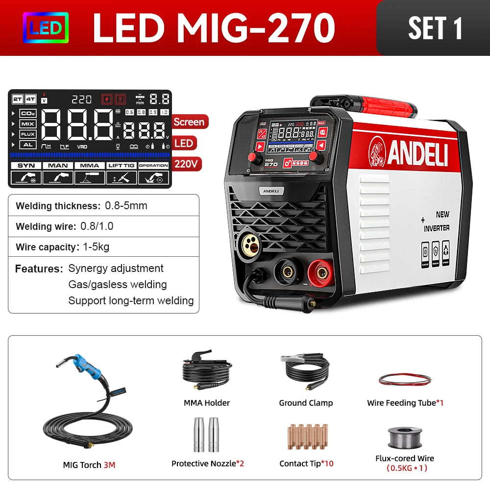 Máy Hàn MIG 200A Bán Tự Động Inverter Với Màn Hình LCD