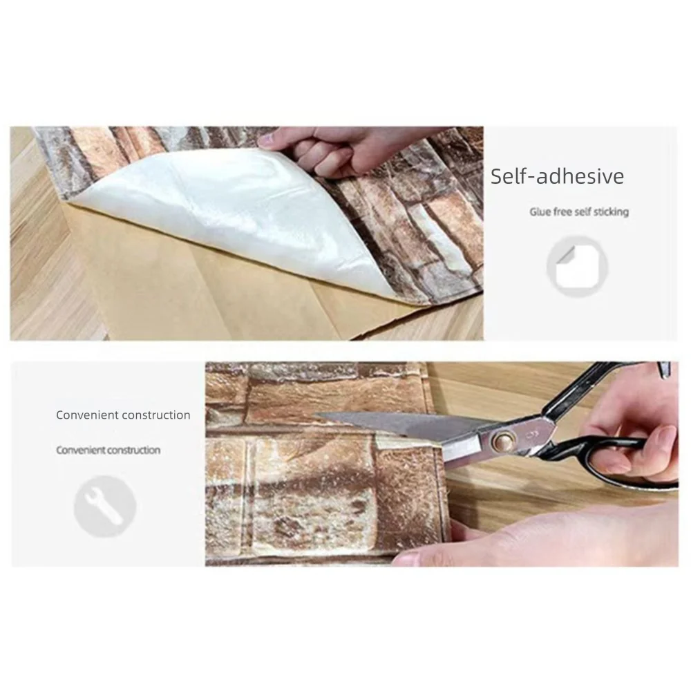 Waterproof 3D Imitation Brick Wall Stickers DIY Peel and Stick Self-adhesive Wallpaper Panel 35*38.5CM Oil Proof