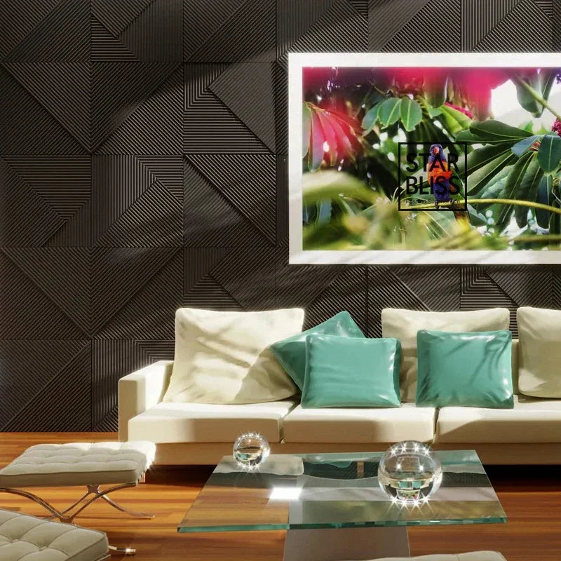 12 piece 50cm / 3m² Shiny gold 3D wall decor Wood grain slatted wall panel 3D groove texture panel tile wall sticker waterproof