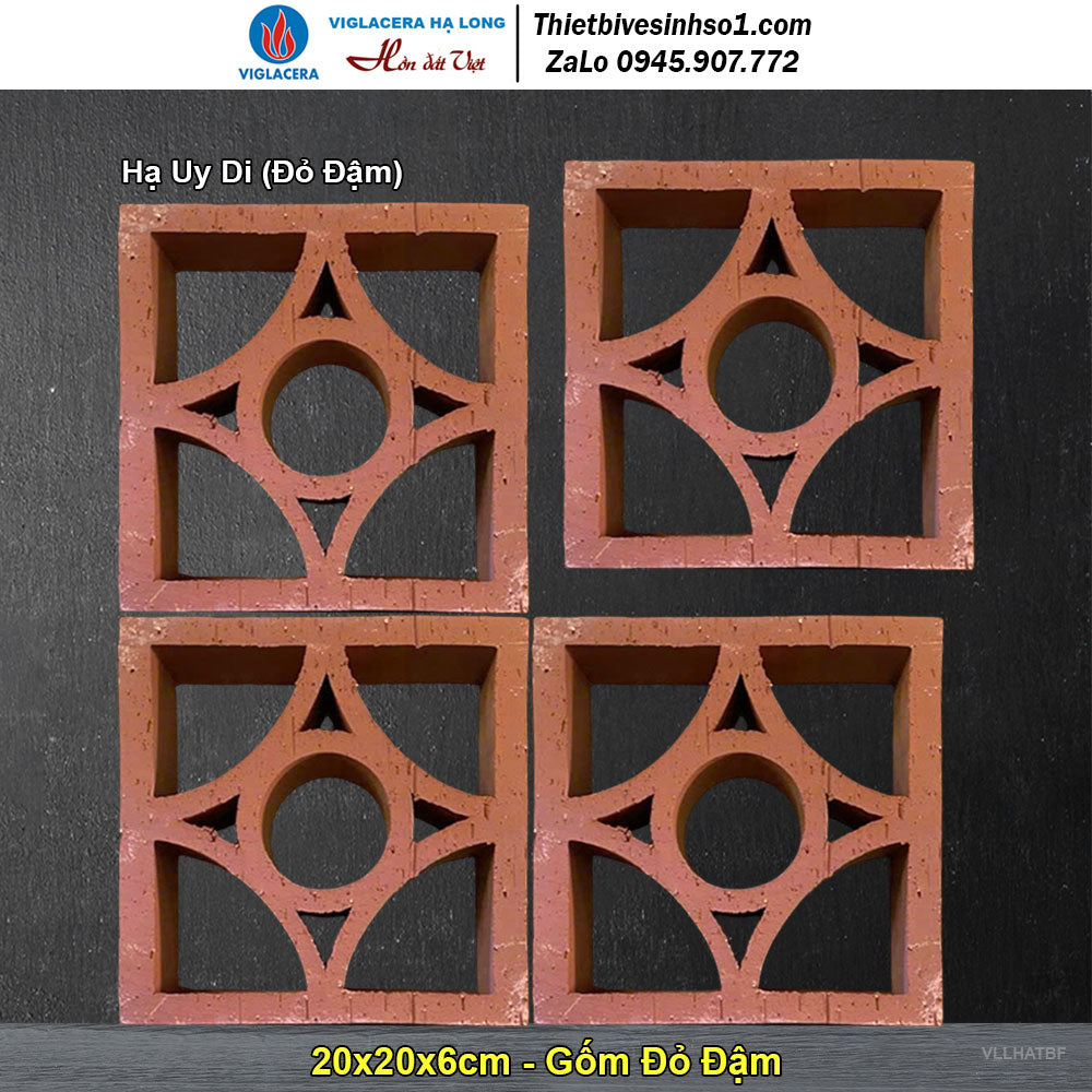 Gạch Thông Gió 20x20 Gốm Đỏ Hạ Uy Di (Đỏ Đậm)
