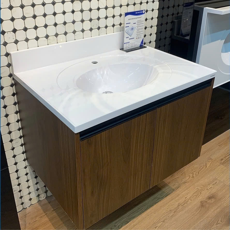 Bộ tủ chậu lavabo phòng tắm màu gỗ óc chó mỹ kích thước 94x56x86cm