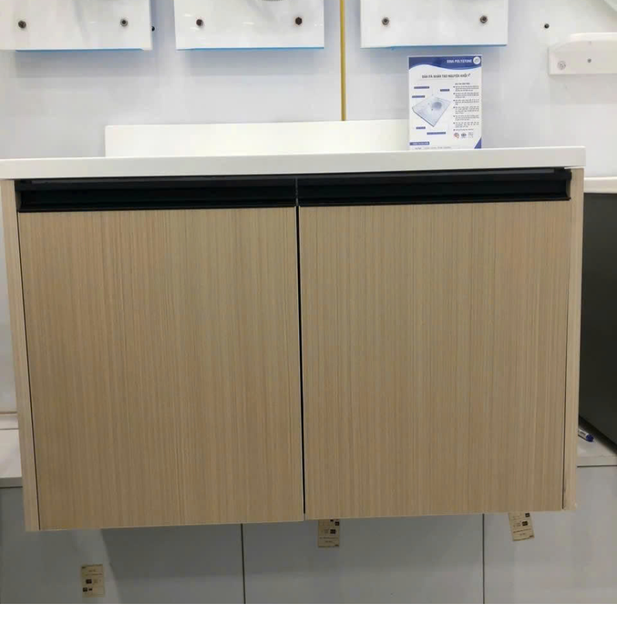 Bộ tủ chậu lavabo phòng tắm màu gỗ sồi vàng kích thước 80x56x86cm