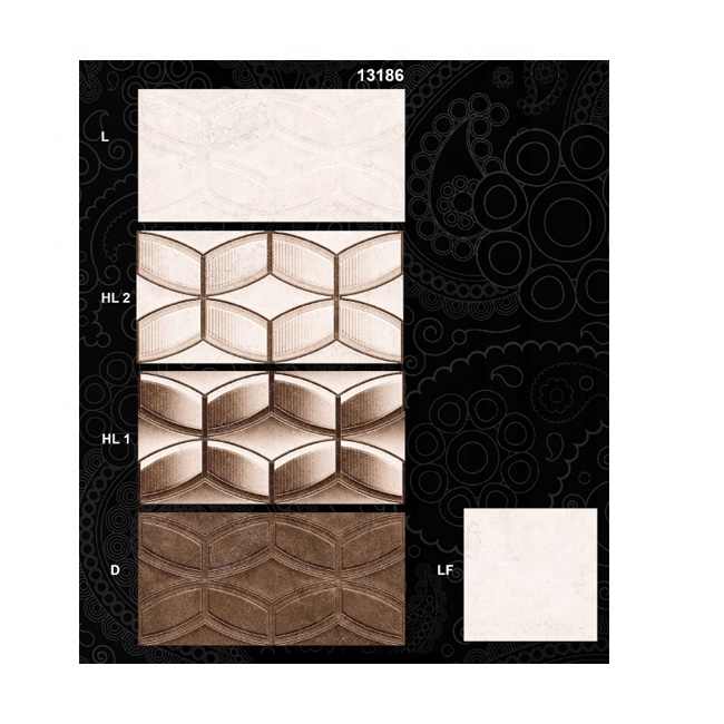 300*600mm Glossy Ceramic Wall Tile Modern Classic 3D Model Porcelain Tile for Bathroom Interiors Firebrick Function