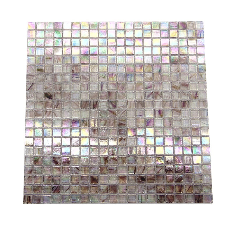 Gạch Mosaic Kính Ngọc Trai Óng Ánh Tím Viền Vàng Ốp Tường Bếp Phòng Tắm