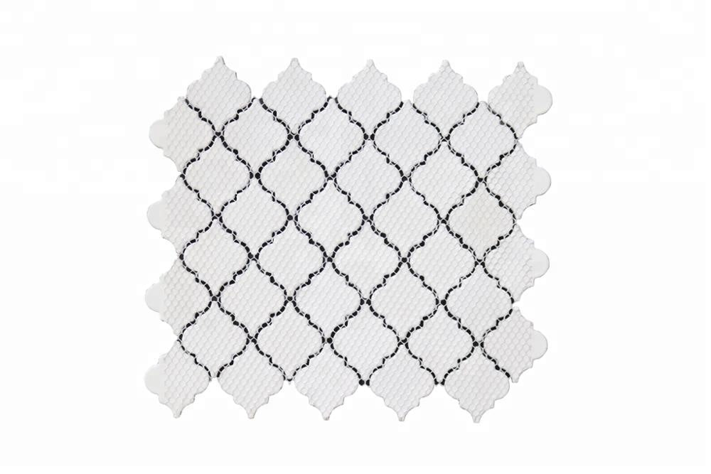 Gạch Kính Mosaic Hình Đèn Lồng Họa Tiết Arabesque Lưng Tráng Lá Đồng Ốp Tường Trang Trí Bếp Phòng Tắm