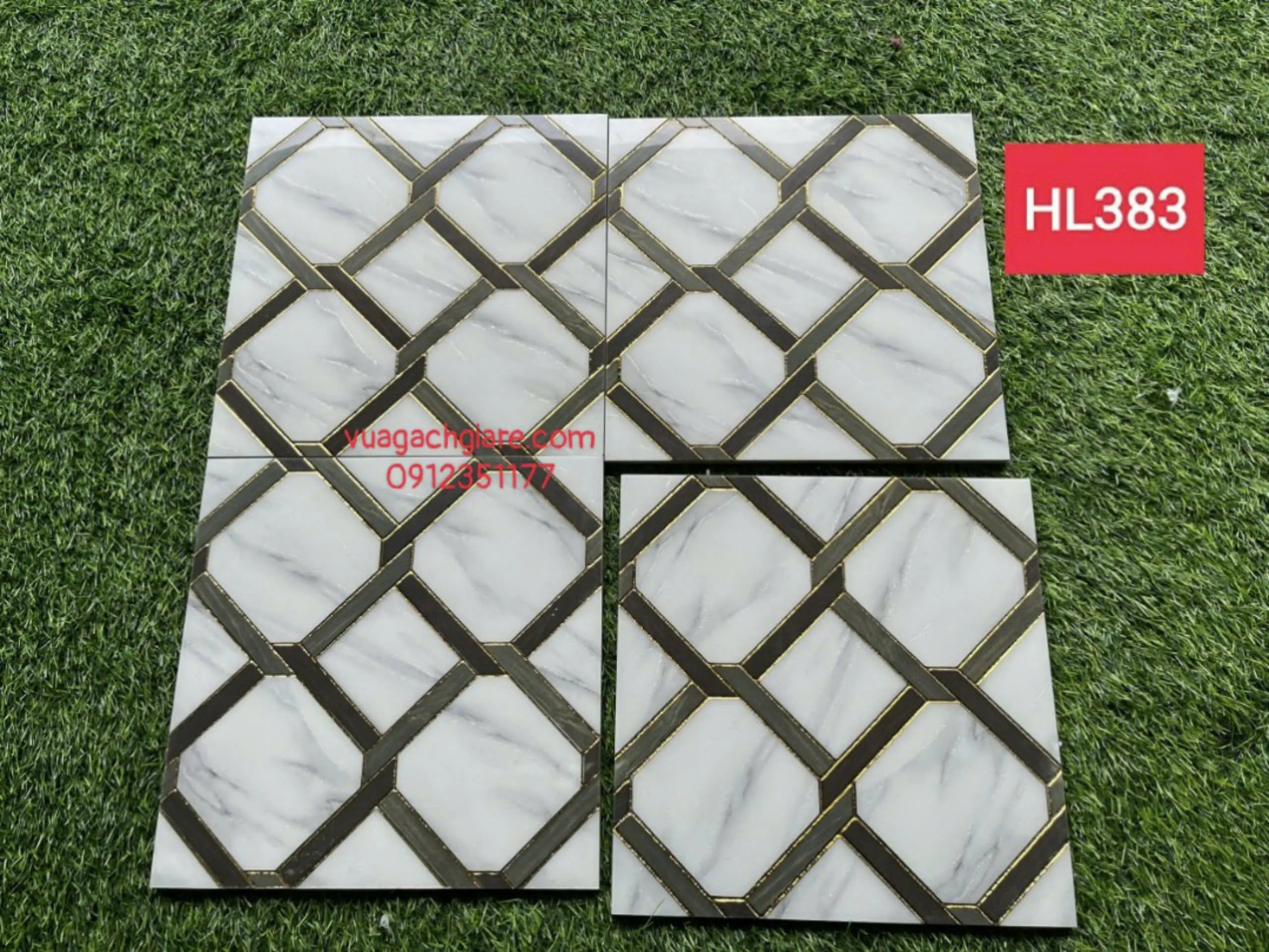 Gạch Khắc Kim 30x30 Cao Cấp nhũ vàng trắng đen 383
