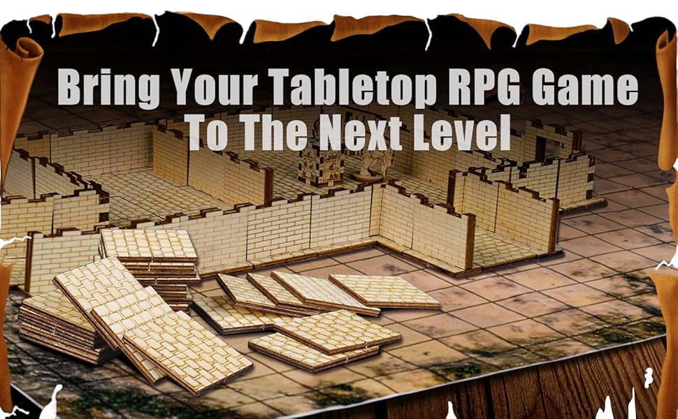 Dungeon Stone Square Floor Tiles (Set of 24) Wooden Laser Cut D&D Modular Terrain 1" Grid