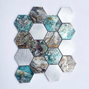 ALHEX107303 Gạch nhôm khảm lục giác 73mm thiết kế hiện đại cho trang trí tường nội thất phòng tắm nhà bếp phòng khách - Daisan Store