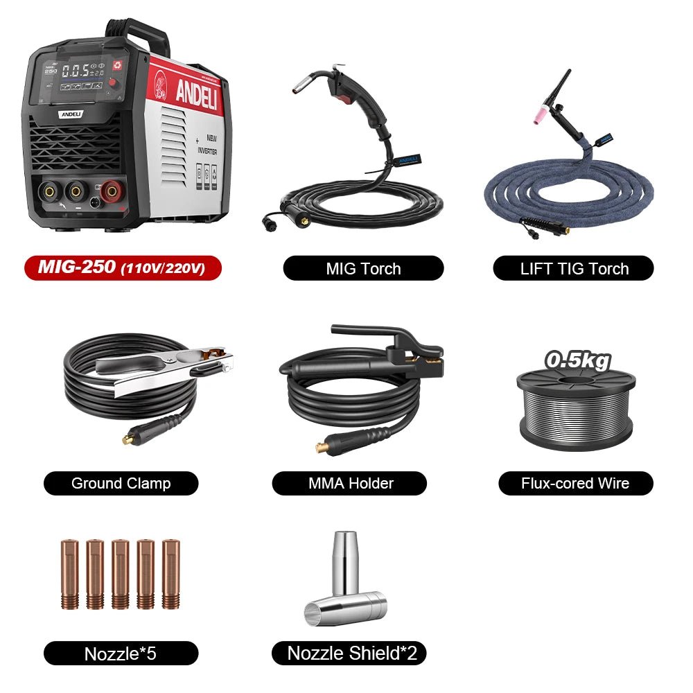 Andeli MIG 250 Máy Hàn Inverter 3 Trong 1 Không Gas - Daisan Store