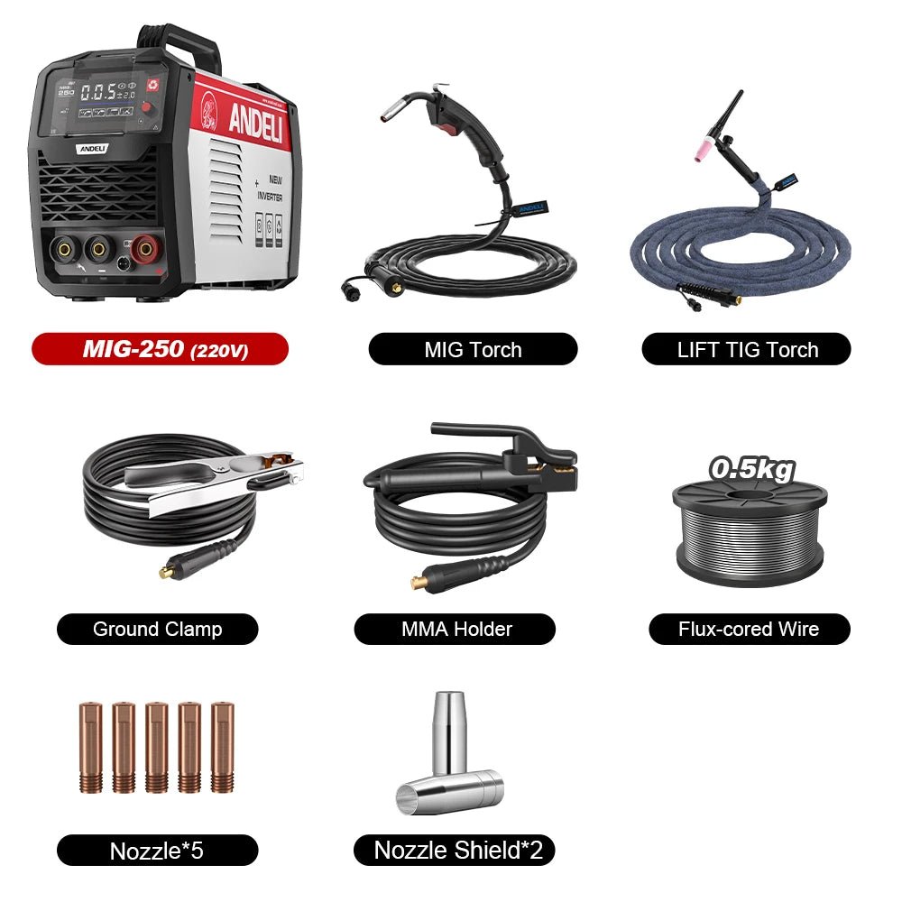 Andeli MIG 250 Máy Hàn Inverter 3 Trong 1 Không Gas - Daisan Store