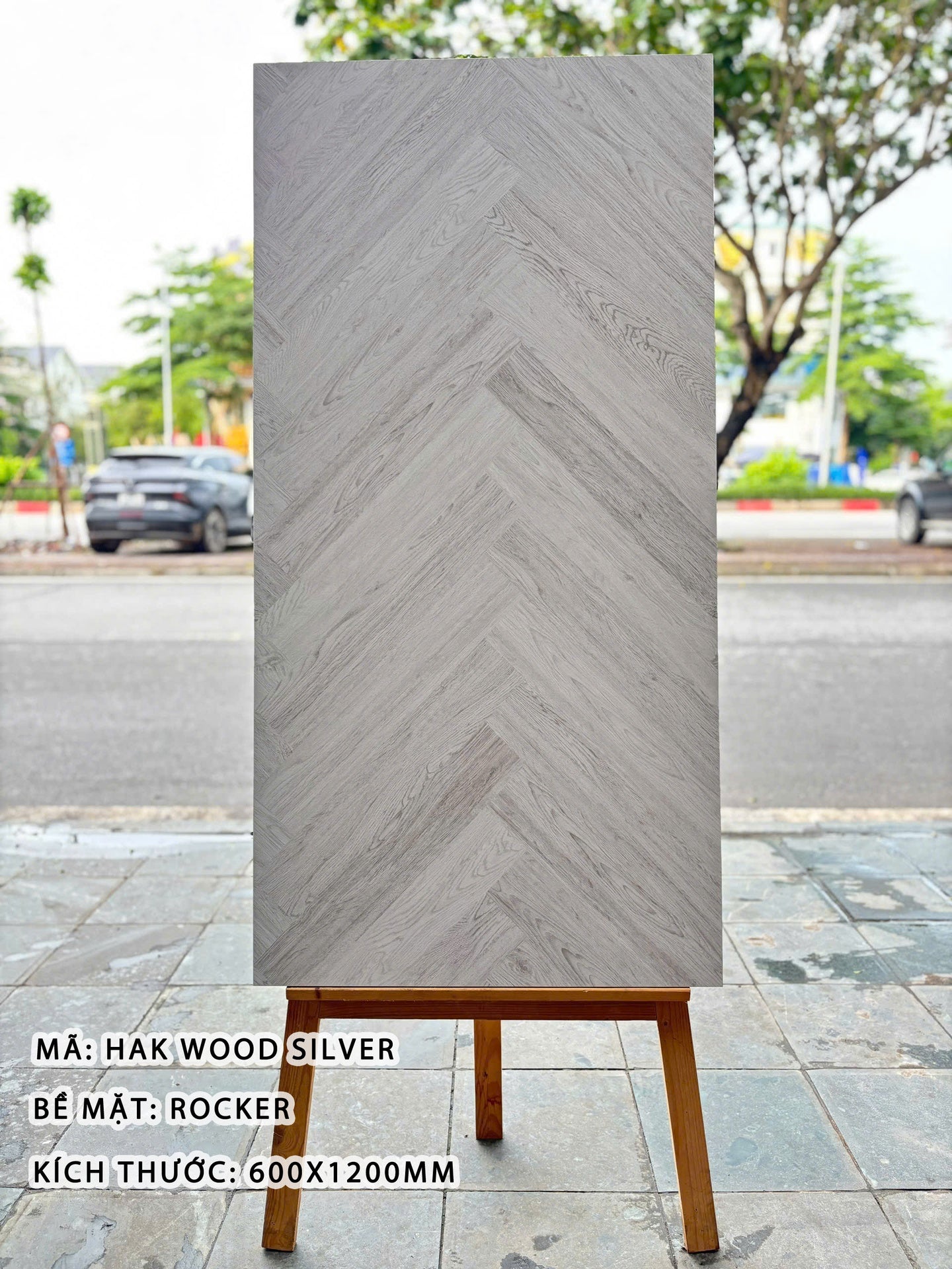 Gạch Giả Gỗ Ấn Độ DSH Men Matt Carving kt 600x1200mm Mã Hak Wood Silver