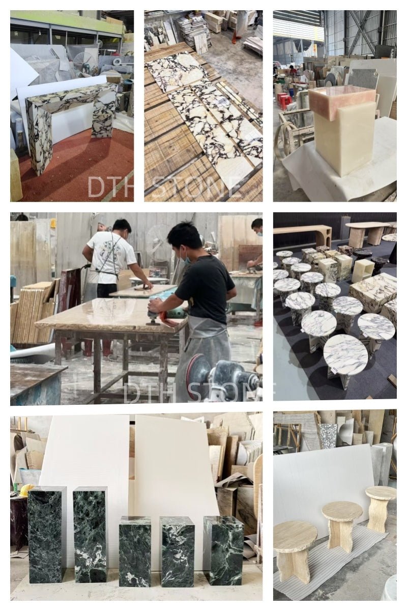 Bàn Ăn Travertine Oval Cao Cấp Cho Phòng Khách Nhỏ - Daisan Store