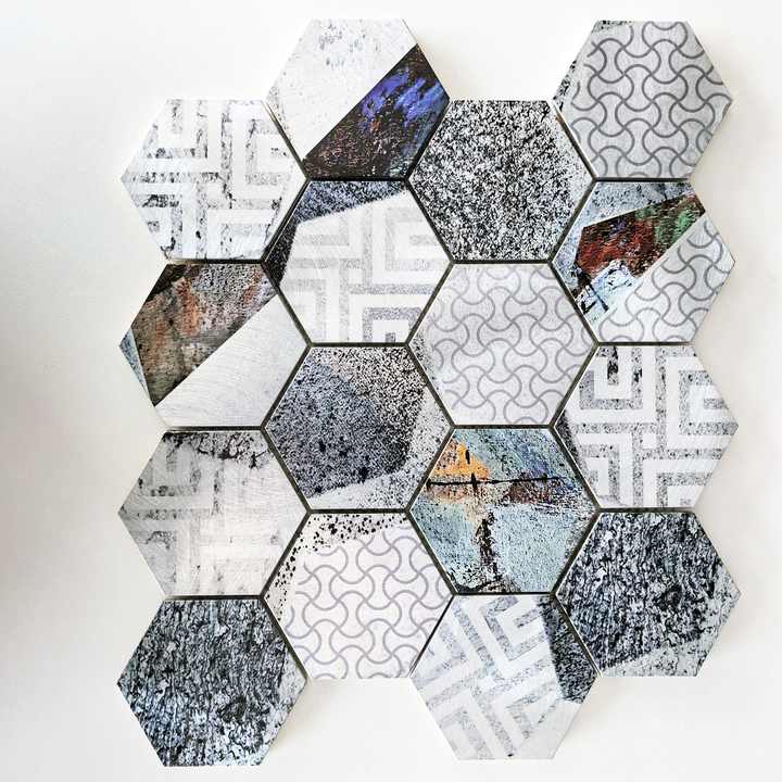 Bán buôn phong cách hiện đại kim loại phun mực hình lục giác gạch khảm trang trí cho nội thất phòng khách phòng bếp phòng tắm trang trí tường - Daisan Store