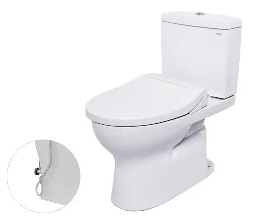 Bàn cầu toilet hai khối, nắp đóng êm kèm vòi rửa nước lạnh TCW07S CS320DRE2W - Daisan Store