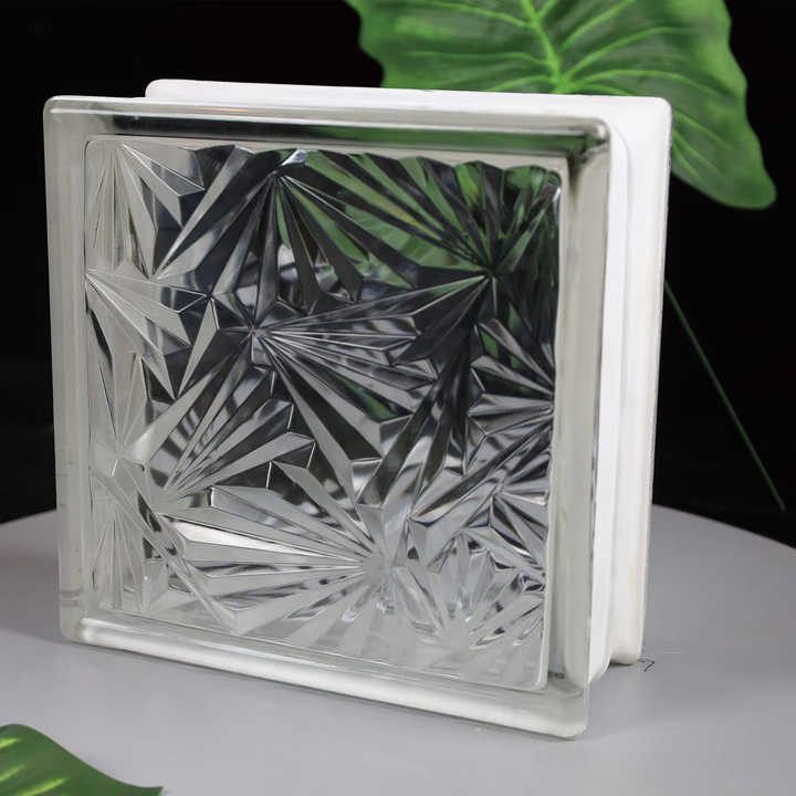 Bán chạy Khối thủy tinh vuông 190*190*80 mm họa tiết hoa băng - Daisan Store