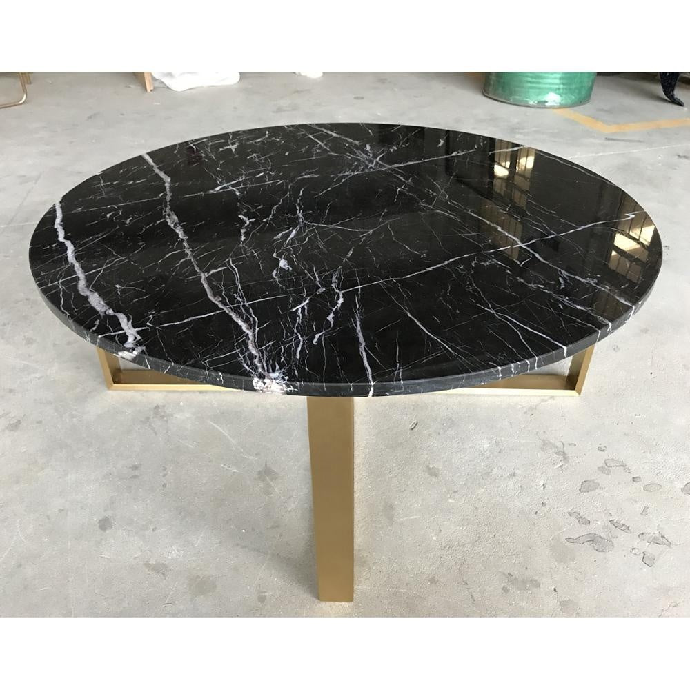 Bàn Trà Đá Cẩm Thạch Đen Chân Vàng Hiện Đại - Daisan Store