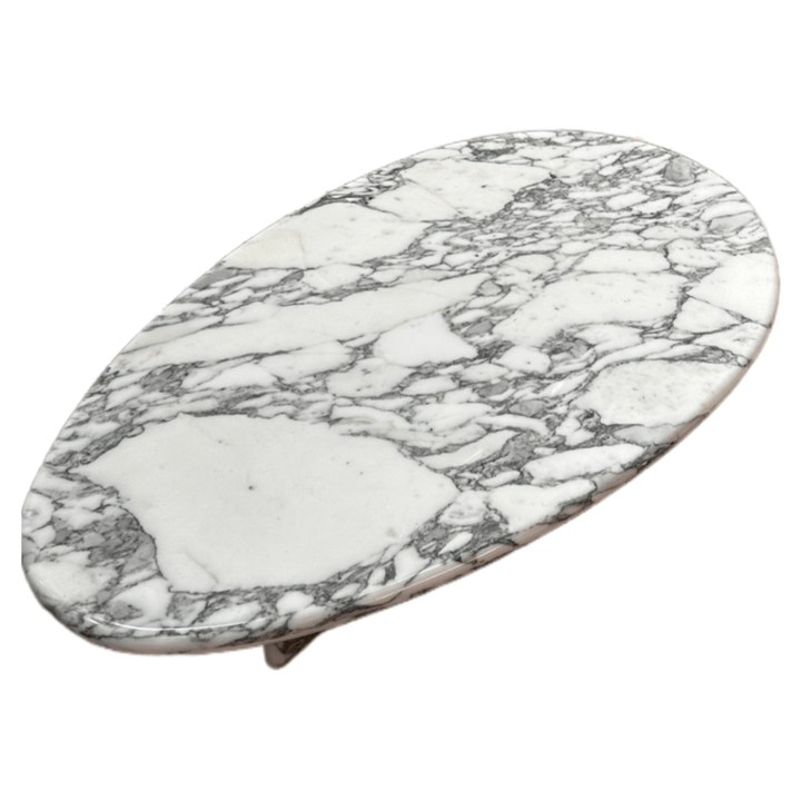 Bàn trà hình bầu dục Arabescato vân đá cẩm thạch màu xám kết hợp bàn máy tính xách tay - Daisan Store