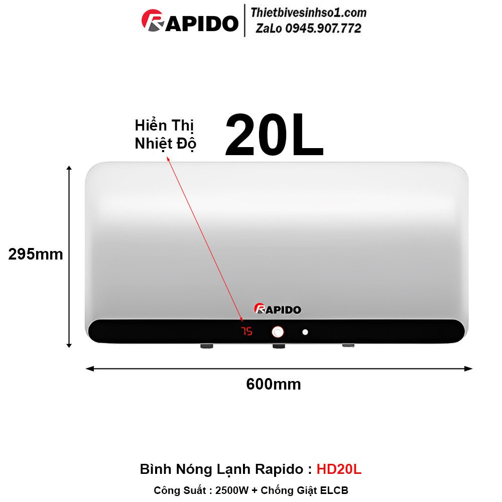 Bình Nóng Lạnh Rapido HD20L - Daisan Store