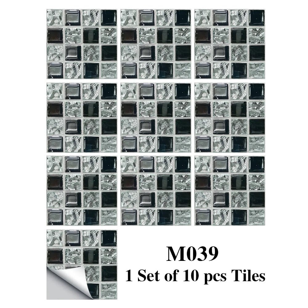 Bộ 10 Miếng Dán Gạch Mosaic Phẳng Dán Tường Bếp Phòng Tắm - Daisan Store