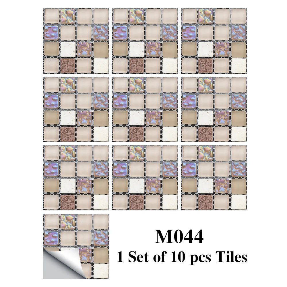Bộ 10 Miếng Dán Gạch Mosaic Phẳng Dán Tường Bếp Phòng Tắm - Daisan Store