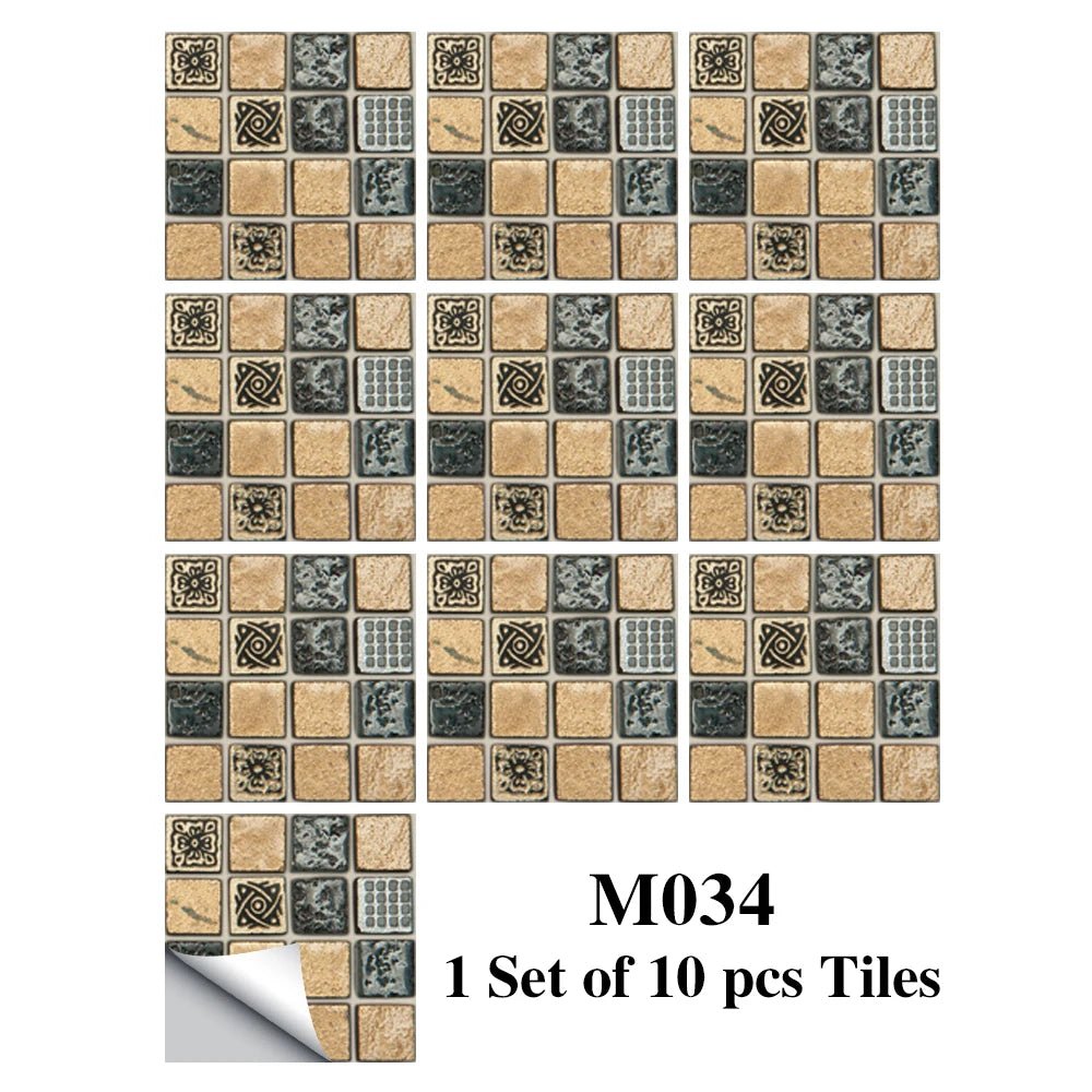 Bộ 10 Miếng Dán Gạch Mosaic Phẳng Dán Tường Bếp Phòng Tắm - Daisan Store