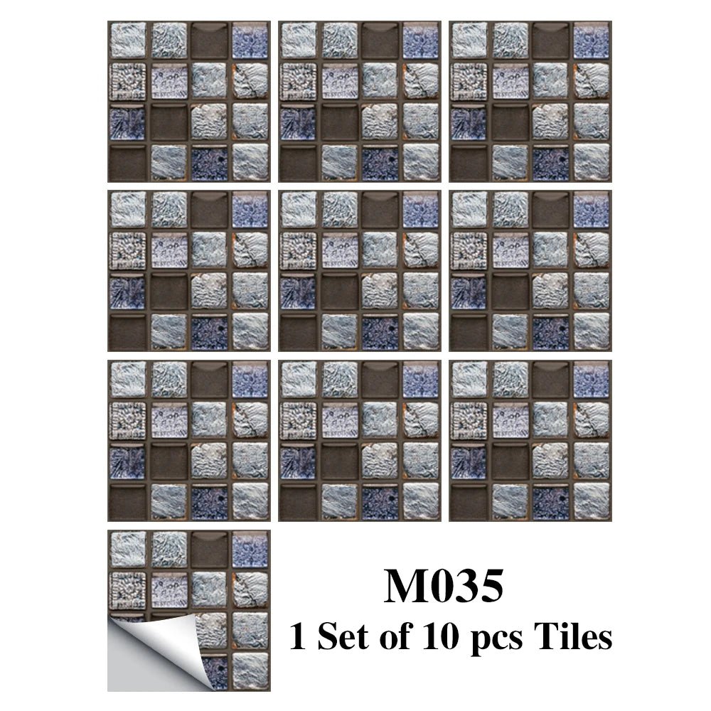 Bộ 10 Miếng Dán Gạch Mosaic Phẳng Dán Tường Bếp Phòng Tắm - Daisan Store