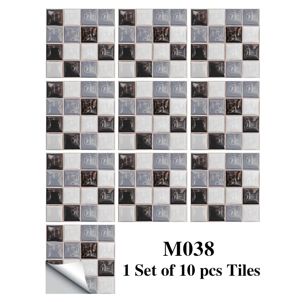 Bộ 10 Miếng Dán Gạch Mosaic Phẳng Dán Tường Bếp Phòng Tắm - Daisan Store