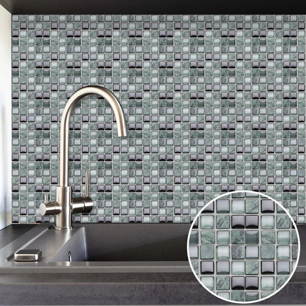 Bộ 10 Miếng Dán Gạch Mosaic Phẳng Dán Tường Bếp Phòng Tắm - Daisan Store