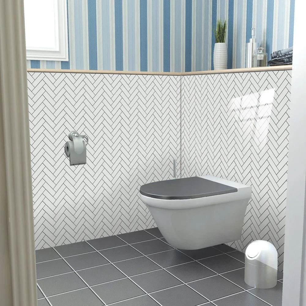 Bộ 10 Miếng Dán Gạch Treo Tường Trắng Xám Chống Thấm Bếp - Daisan Store