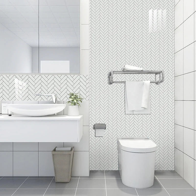 Bộ 10 Miếng Dán Gạch Treo Tường Trắng Xám Chống Thấm Bếp - Daisan Store