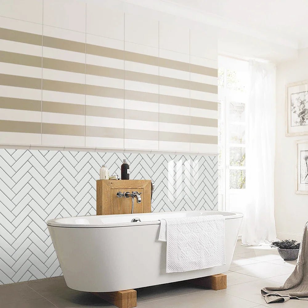 Bộ 10 Miếng Dán Gạch Treo Tường Trắng Xám Chống Thấm Bếp - Daisan Store