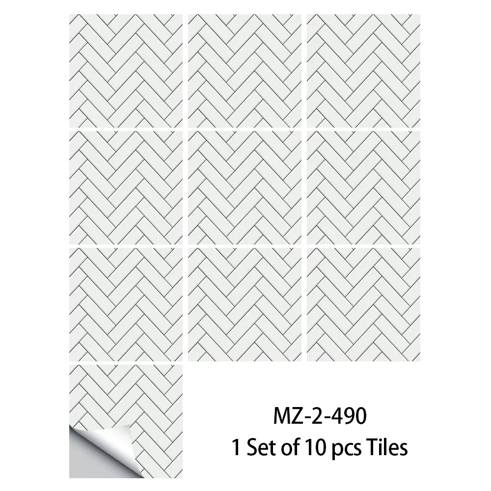 Bộ 10 Miếng Dán Gạch Treo Tường Trắng Xám Chống Thấm Bếp - Daisan Store