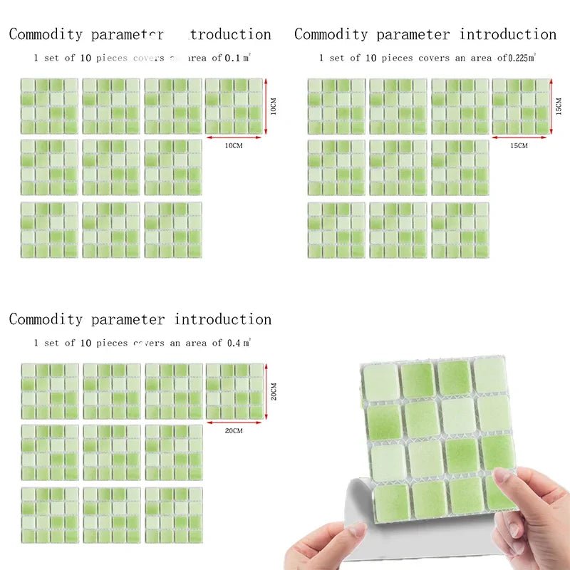 Bộ 10 Miếng Gạch Mosaic 3D Dán Tường Chống Thấm Phòng Tắm - Daisan Store