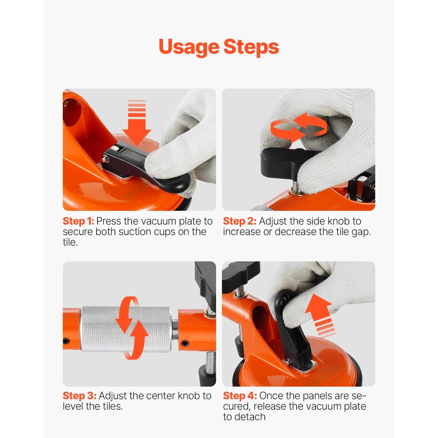 Bộ 2 Kẹp Đá Điều Chỉnh 180° với Cốc Hút Chân Không 5in - Daisan Store