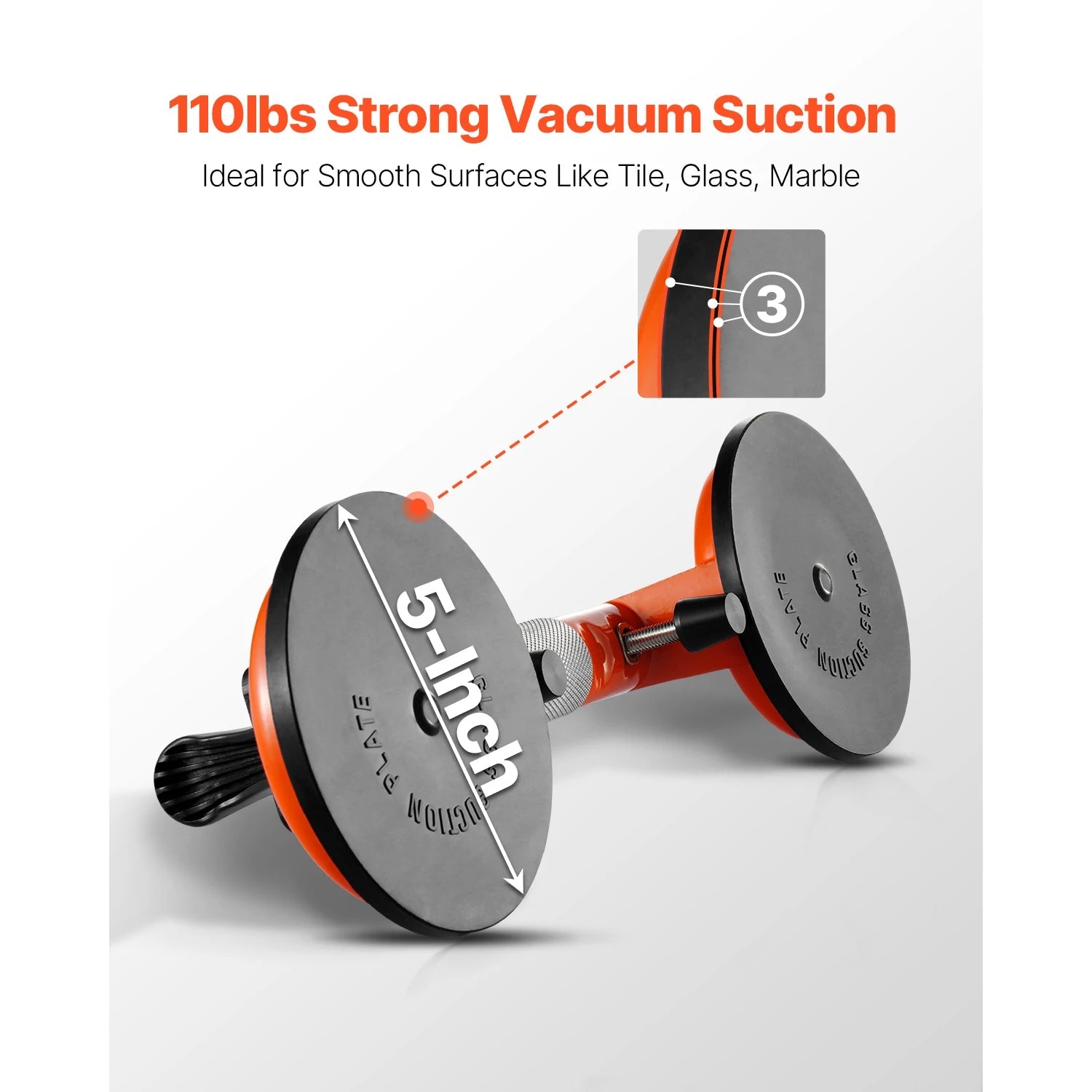 Bộ 2 Kẹp Đá Điều Chỉnh 180° với Cốc Hút Chân Không 5in - Daisan Store