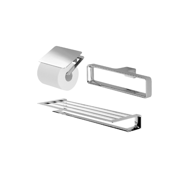 Bộ 3 sản phẩm G: lô đựng giấy vệ sinh, vòng treo khăn & thanh vắt khăn 2 tầng YS902N3V - Daisan Store