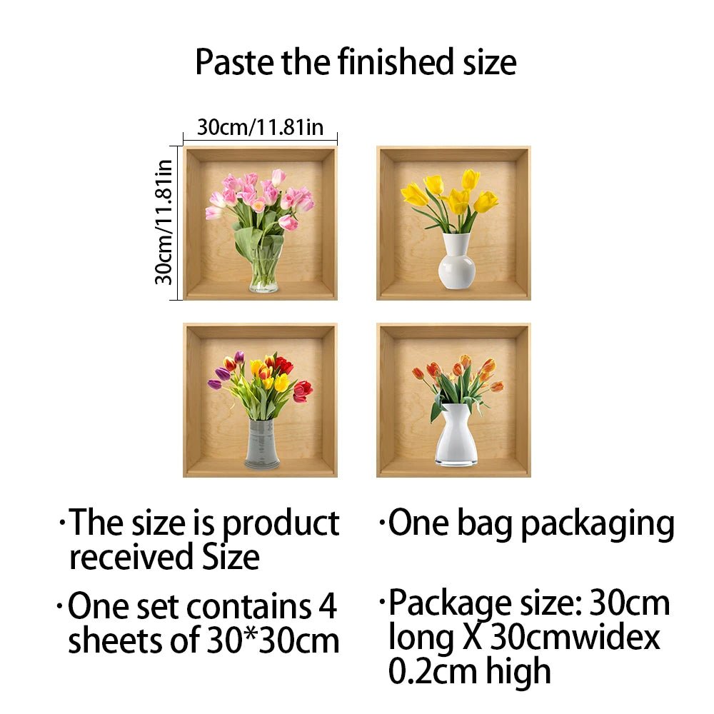 Bộ 4 Cây Giả Dán Tường Chậu Trang Trí PVC Không Thấm Nước - Daisan Store