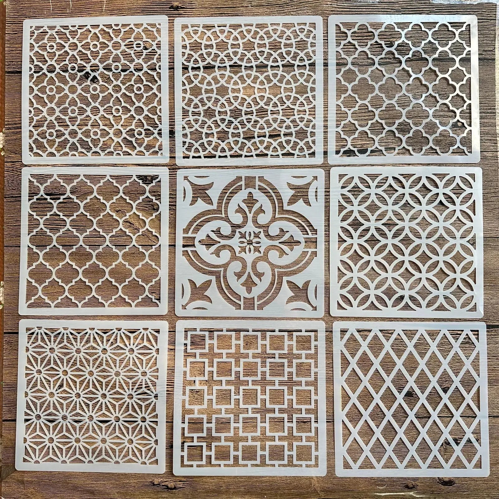 Bộ 9 Khuôn Stencil 15x15cm Dựng Trang Trí Nội Thất Đẹp - Daisan Store