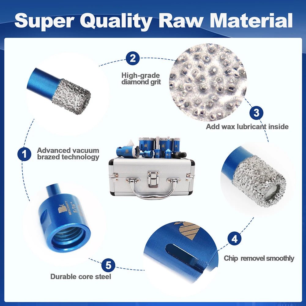 Bộ 9 Mũi Khoan Kim Cương Cho Gốm Sứ Đá Marble Granite - Daisan Store