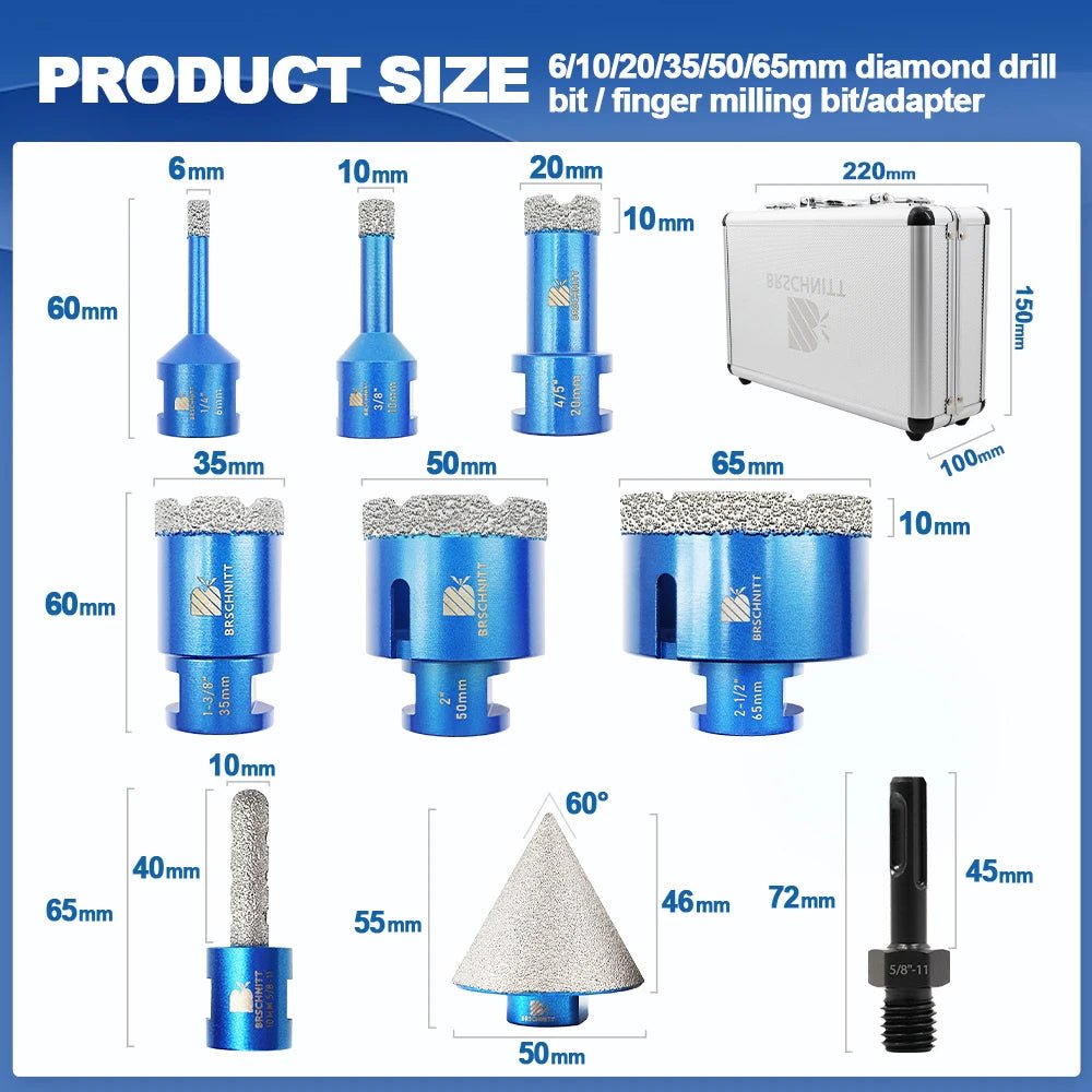 Bộ 9 Mũi Khoan Kim Cương Cho Gốm Sứ Đá Marble Granite - Daisan Store