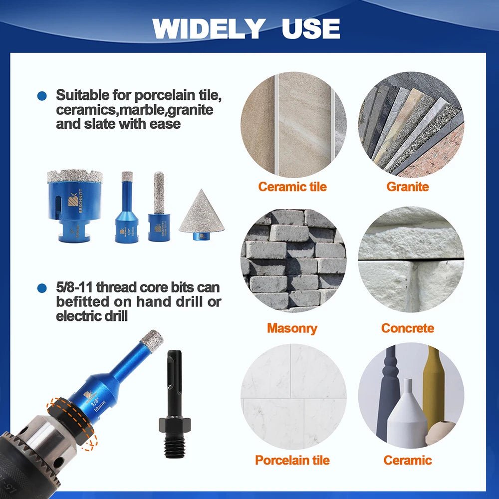 Bộ 9 Mũi Khoan Kim Cương Cho Gốm Sứ Đá Marble Granite - Daisan Store