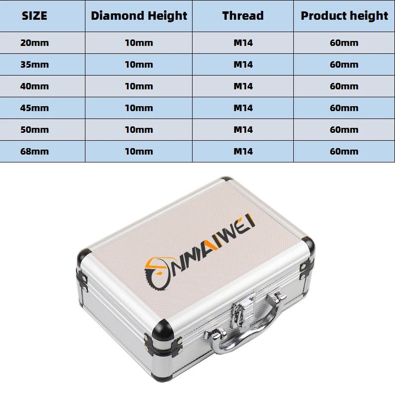 Bộ Mũi Cắt Lỗ Kim Cương M14 Cho Máy Mài Góc 7 Mảnh - Daisan Store