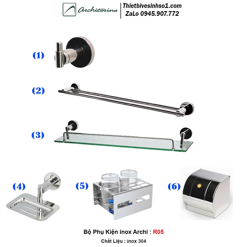 Bộ Phụ Kiện inox Archi R05 - Daisan Store