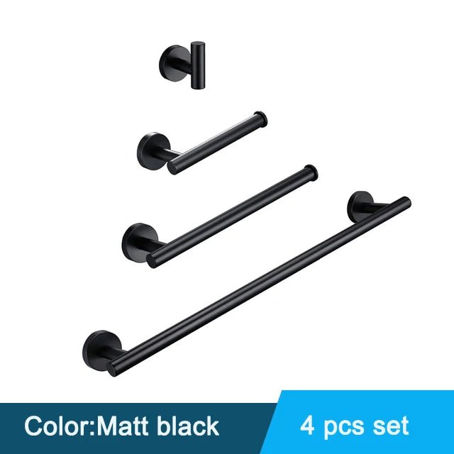 Bộ Phụ Kiện Nhà Tắm Đen Gắn Tường Inox Chống Gỉ - Daisan Store