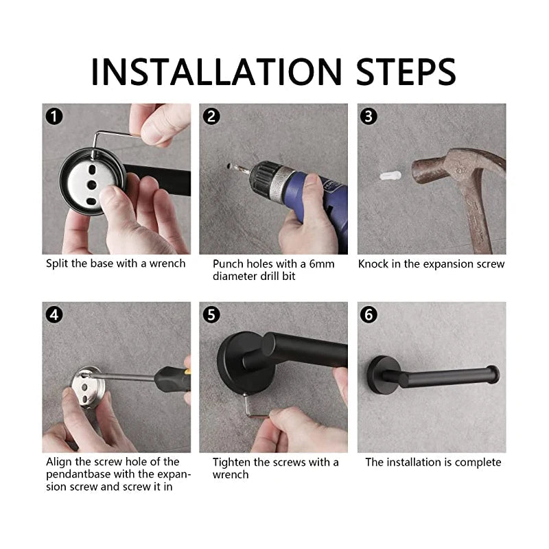 Bộ Phụ Kiện Nhà Tắm Đen Gắn Tường Inox Chống Gỉ - Daisan Store