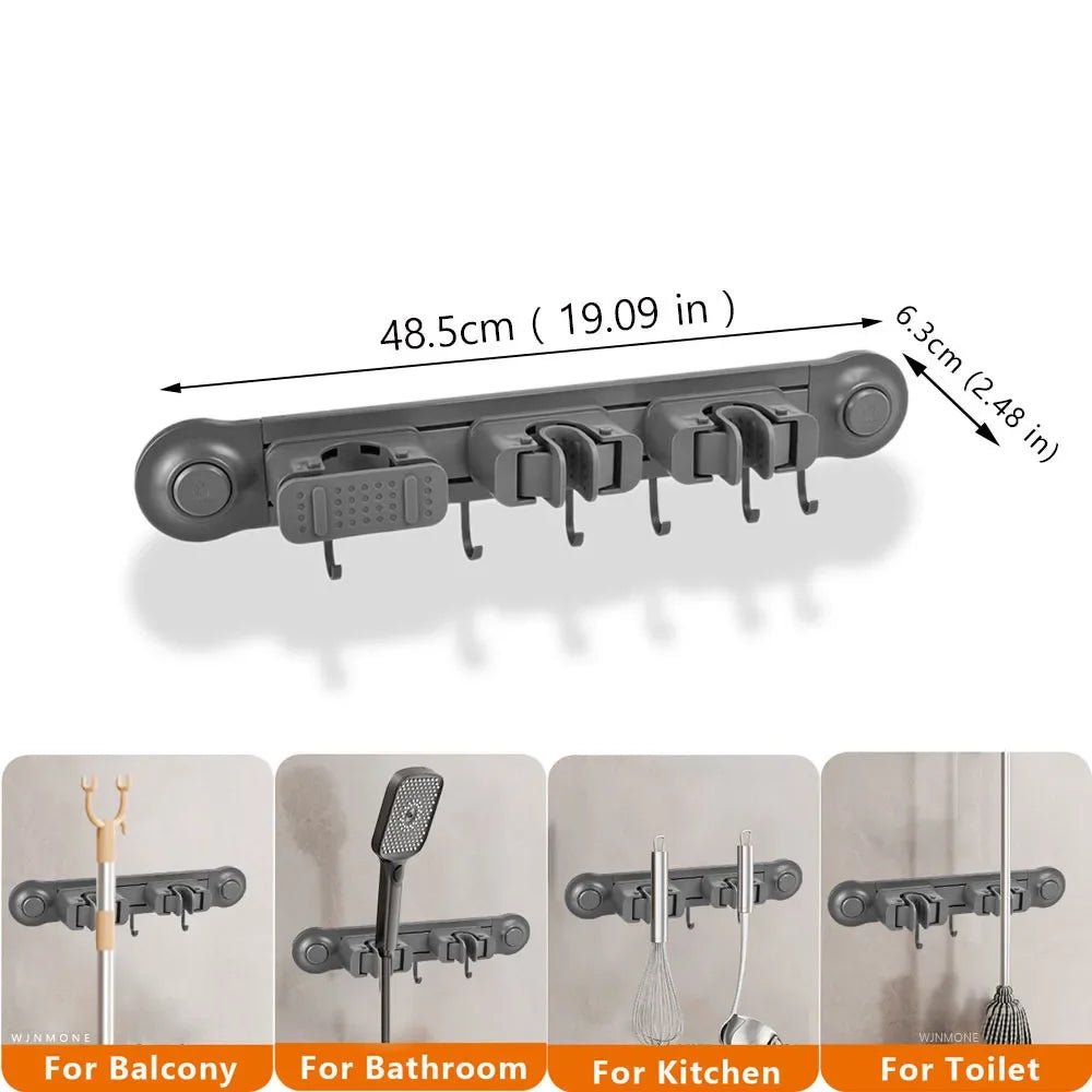 Bộ Phụ Kiện Tắm Xám - Giá Treo Khăn & Kệ Hút Chân Không - Daisan Store