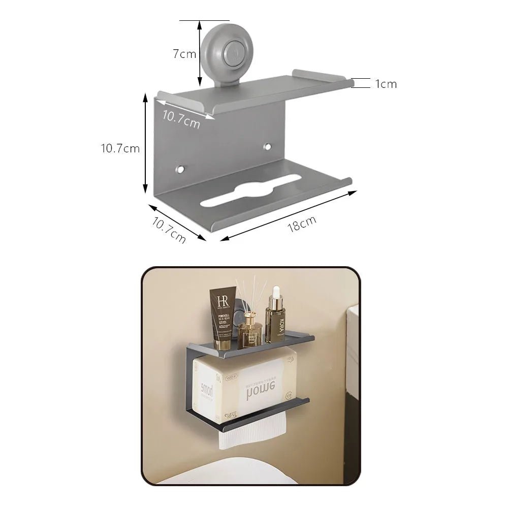 Bộ Phụ Kiện Tắm Xám - Giá Treo Khăn & Kệ Hút Chân Không - Daisan Store