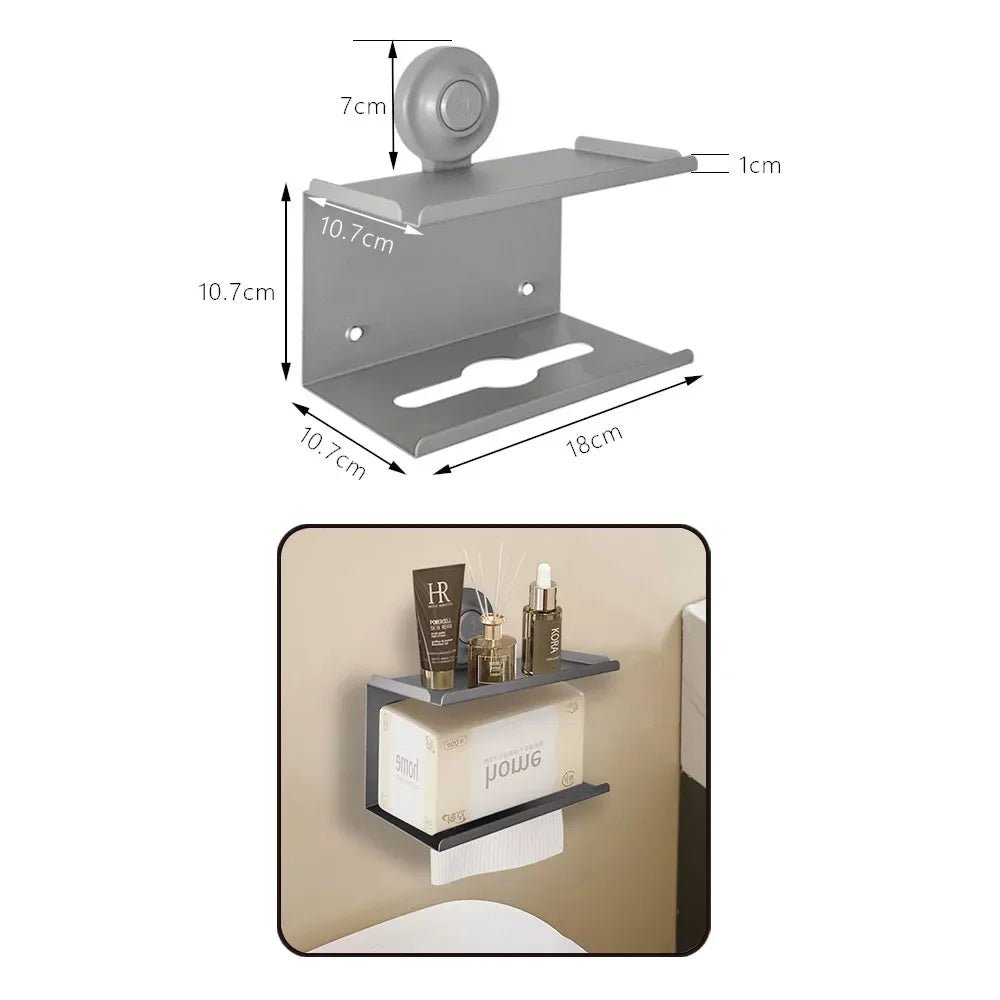 Bộ Phụ Kiện Tắm Xám - Giá Treo Khăn & Kệ Hút Chân Không - Daisan Store