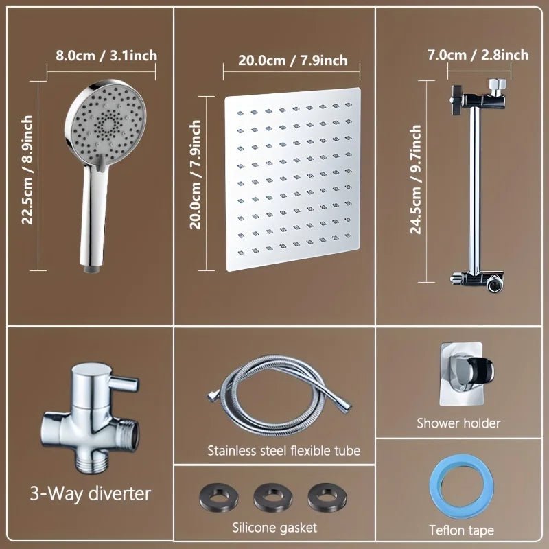 Bộ sen tắm inox áp lực ẩn cần dài kèm vòi xịt - Daisan Store