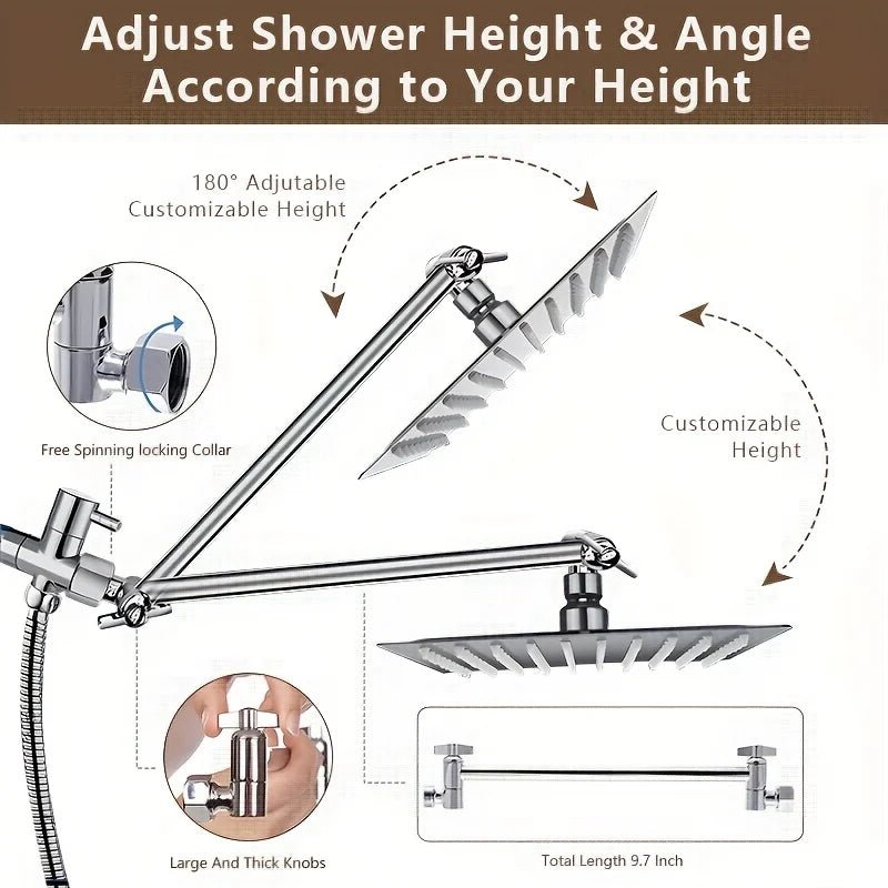 Bộ sen tắm inox áp lực ẩn cần dài kèm vòi xịt - Daisan Store
